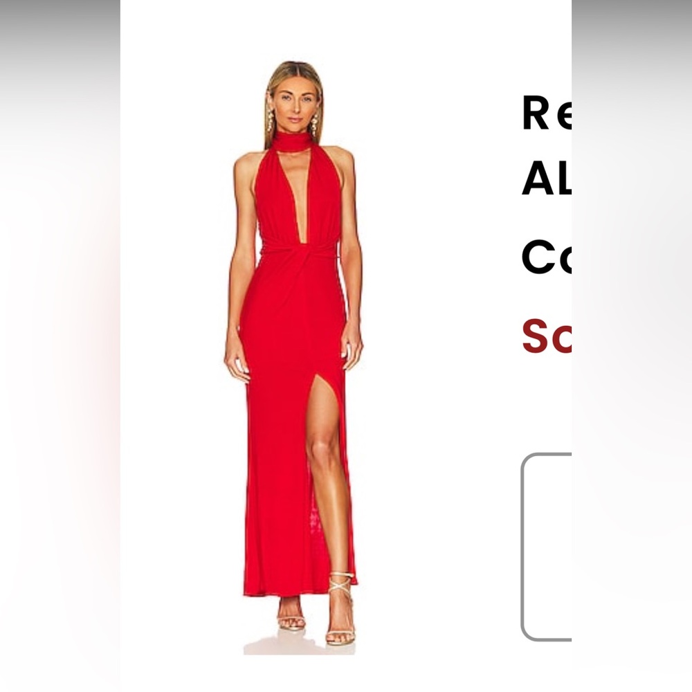 Alice and Olivia Red Halter Gown
